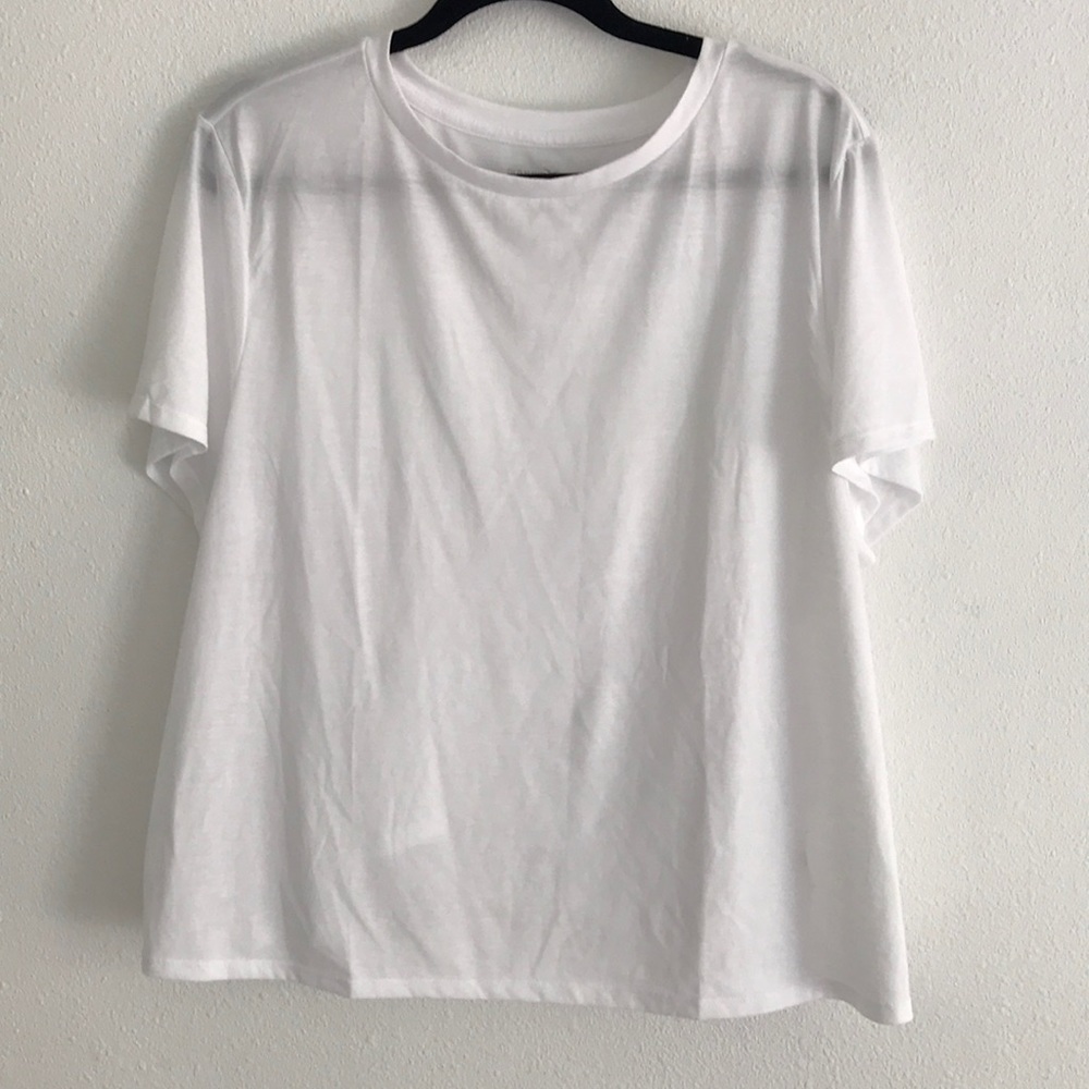 White Loose Jersey-Knit Tulip-Back Active Top